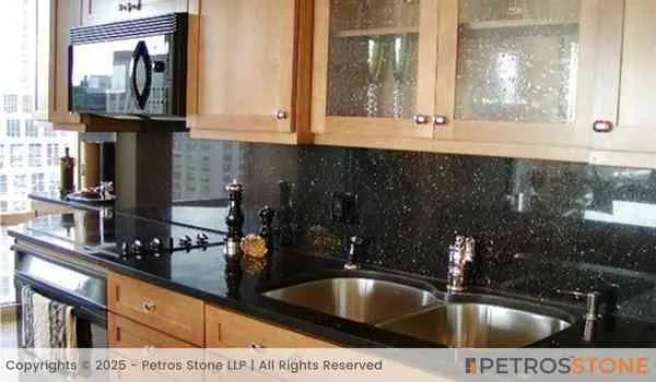Black Galaxy Golden Star Granite Kitchen Countertop