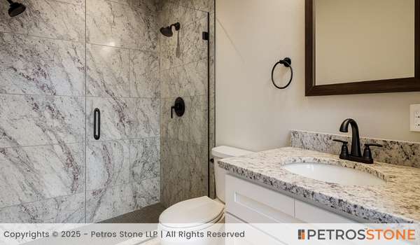 Burgundy White Granite Bathroom