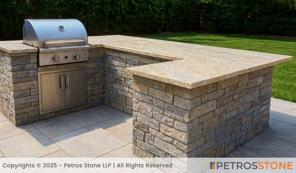 Colonial Gold Granite Outdoor Kitchens and Landscaping