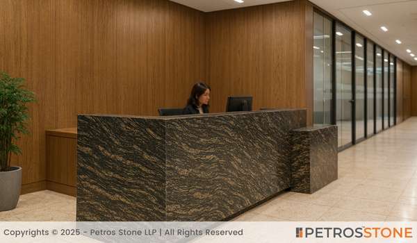 Marquina Black Leather Finish Granite Commercial projects