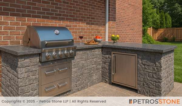 Steel Grey Leather Finish Granite Outdoor kitchen