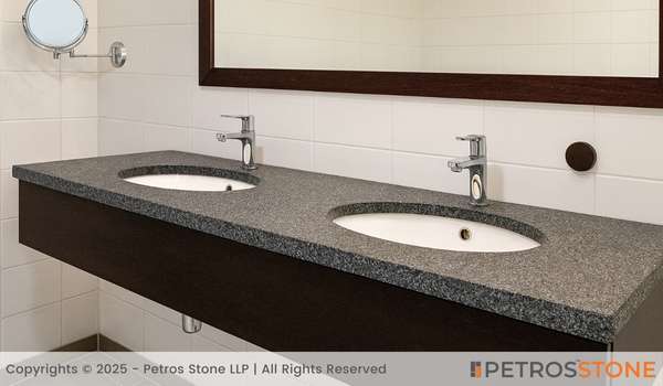Steel Grey Leather Finish Granite Vanity top