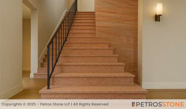 Raw Silk Pink Granite Staircase